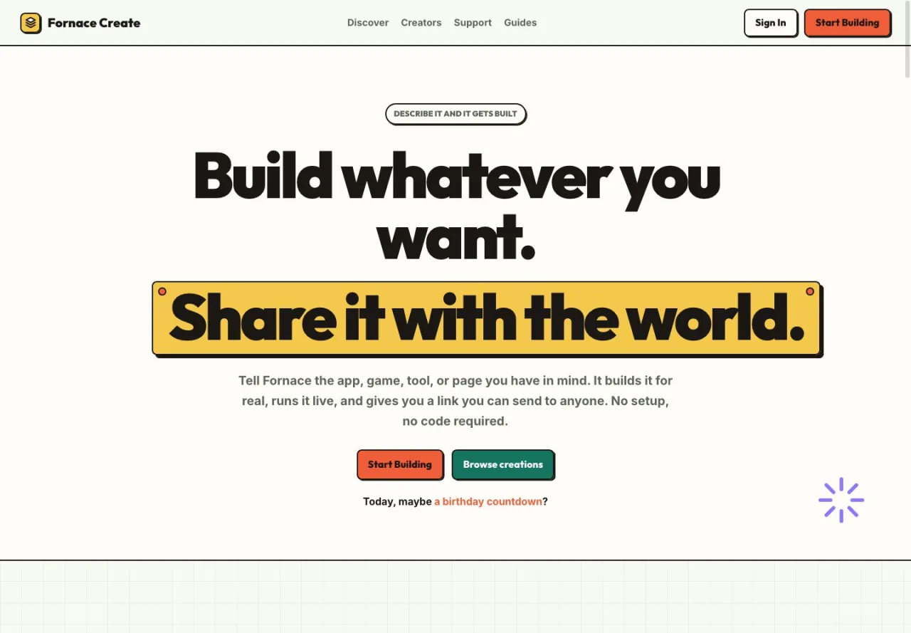 The Fornace Create homepage at fornace.net